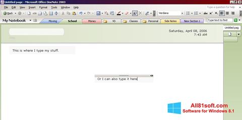 Ekran görüntüsü Microsoft OneNote Windows 8.1