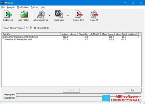 Ekran görüntüsü MP3Gain Windows 8.1