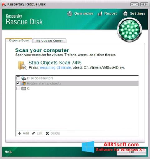 Ekran görüntüsü Kaspersky Rescue Disk Windows 8.1