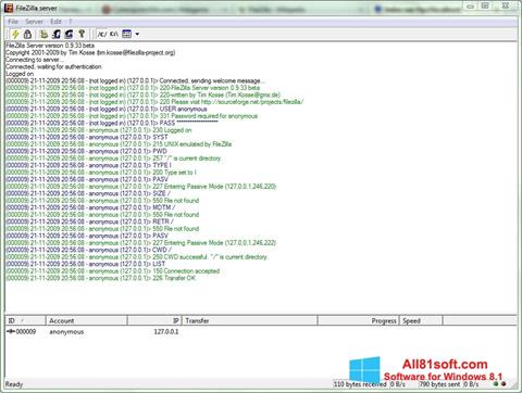Ekran görüntüsü FileZilla Server Windows 8.1