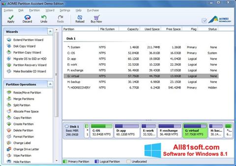 Ekran görüntüsü AOMEI Partition Assistant Windows 8.1