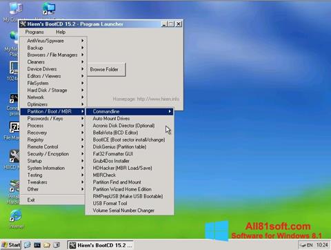 Ekran görüntüsü Hirens Boot CD Windows 8.1