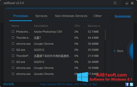 Ekran görüntüsü JetBoost Windows 8.1