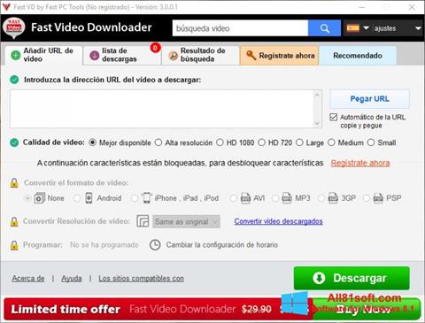 Ekran görüntüsü Fast Video Downloader Windows 8.1