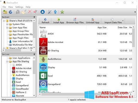 Ekran görüntüsü iBackupBot Windows 8.1