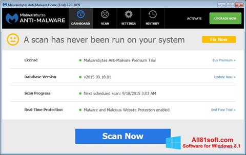 Ekran görüntüsü Malwarebytes Anti-Malware Free Windows 8.1