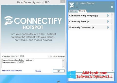 Ekran görüntüsü Connectify Hotspot Windows 8.1