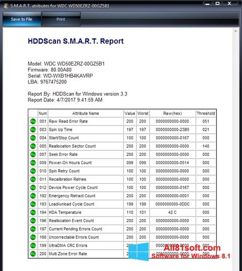 Ekran görüntüsü HDDScan Windows 8.1