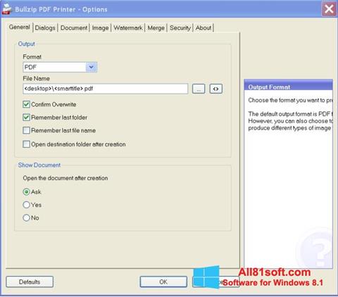 Ekran görüntüsü BullZip PDF Printer Windows 8.1