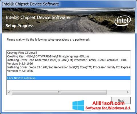 Ekran görüntüsü Intel Chipset Device Software Windows 8.1