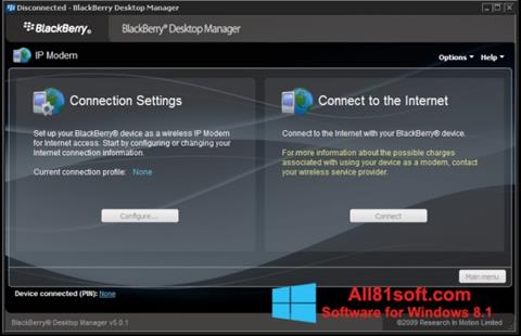 Ekran görüntüsü BlackBerry Desktop Manager Windows 8.1