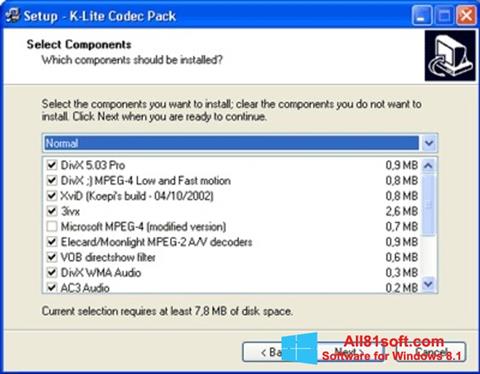 Ekran görüntüsü K-Lite Mega Codec Pack Windows 8.1