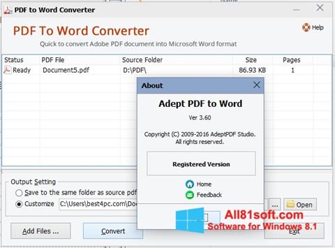Ekran görüntüsü PDF to Word Converter Windows 8.1