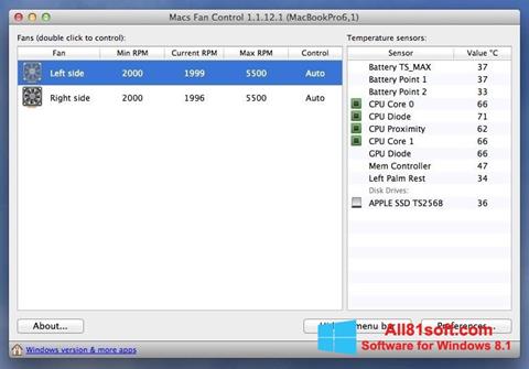 Ekran görüntüsü Macs Fan Control Windows 8.1
