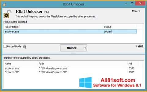 Ekran görüntüsü IObit Unlocker Windows 8.1