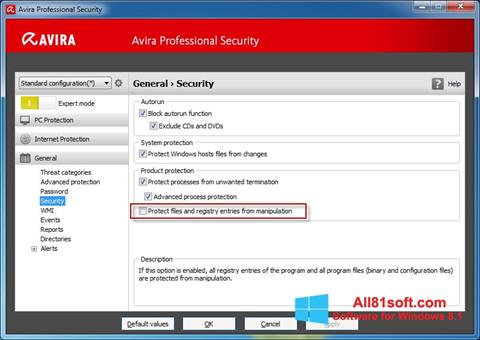 Ekran görüntüsü Avira Professional Security Windows 8.1