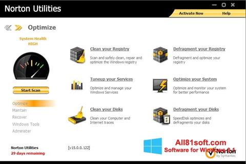 Ekran görüntüsü Norton Utilities Windows 8.1