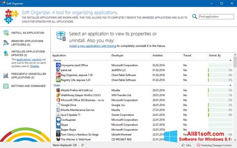 Ekran görüntüsü Soft Organizer Windows 8.1