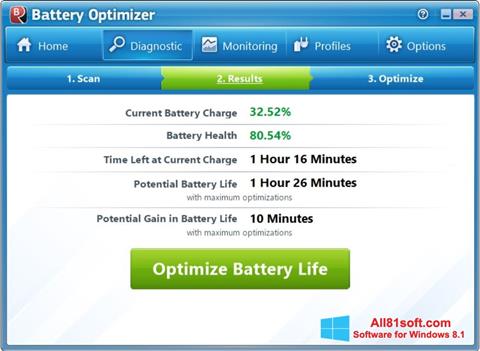 Ekran görüntüsü Battery Optimizer Windows 8.1