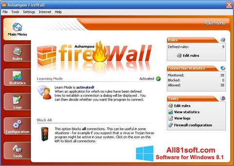Ekran görüntüsü Ashampoo Firewall Windows 8.1