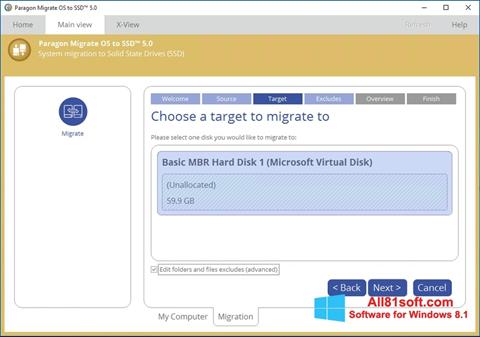 Ekran görüntüsü Paragon Migrate OS to SSD Windows 8.1