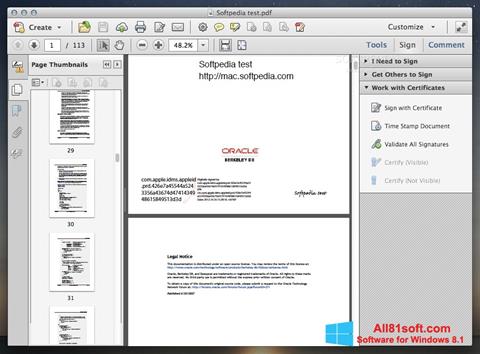 Ekran görüntüsü Adobe Acrobat Windows 8.1