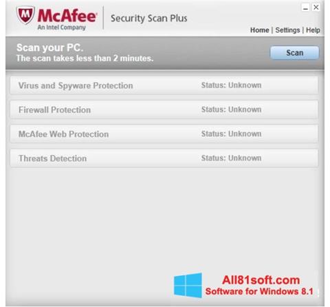 Ekran görüntüsü McAfee Security Scan Plus Windows 8.1
