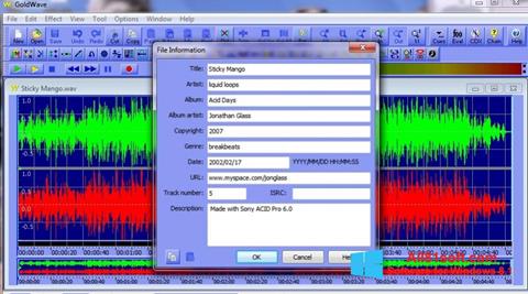 Ekran görüntüsü GoldWave Windows 8.1