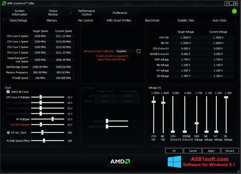 Ekran görüntüsü AMD Overdrive Windows 8.1