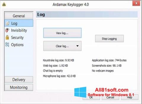 Ekran görüntüsü Ardamax Keylogger Windows 8.1